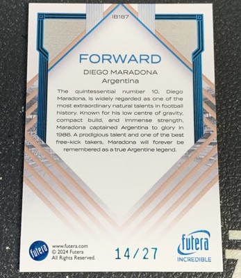 FUTERA  マラドーナ 2024 Futera Unique Diego Maradona Trio Forward Jersey Patch
