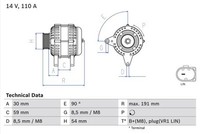 Bosch Lichtmaschine Generator 110A 14V FüR VW Polo 1.2 TSI 16V 1.4 1.0 1.5