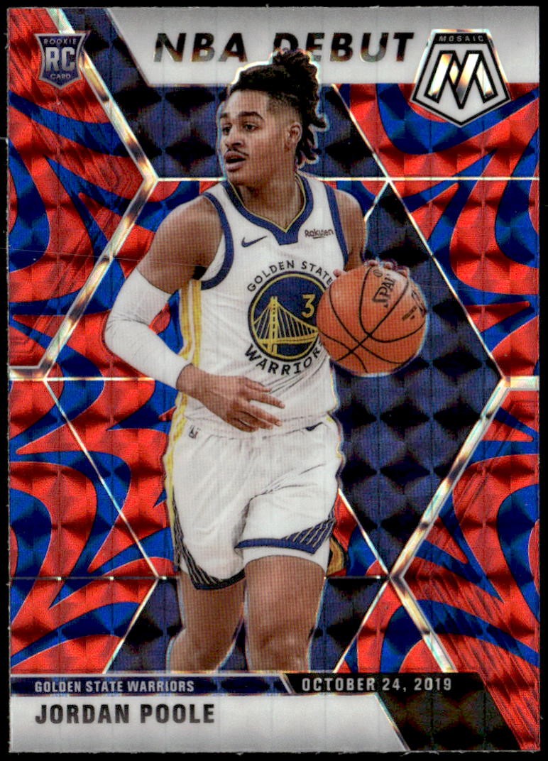 2019-20 Panini Mosaic #261 Jordan Poole Reactive Blue Rookie E1