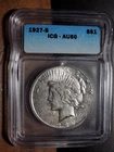 1927-S Peace Silver Dollar - ICG AU50 - Nice AU! - Tough Date in High Grade