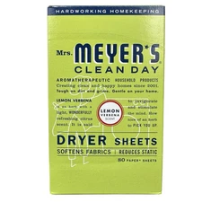 Mrs. Meyer's Clean Day Dryer Sheets Lemon Verbena 80 Paper Sheets NEW