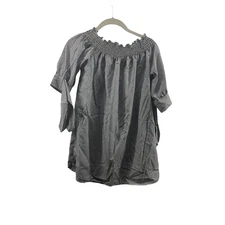 J For Justify Black & White Striped Smocked Blouse Women's Size Medium