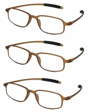 Calabria TR191 Flexie Sport Reading Glasses 3.25 Cream Soda Brown 3 PACK Unisex