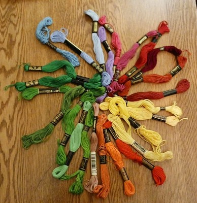 Vintage Embroidery/Cross Stitch Thread. Lot Of 25, Most New. Varied Colors.
