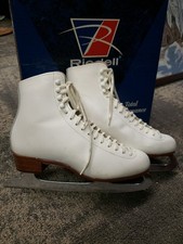 Riedell 220 Figure Ice Skates White Leather Size 8 Med Worn Once