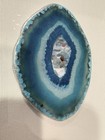 Blue Agate Geode Shadow Box Display Framed Crystal Slice Modern Coastal Decor — photo 4