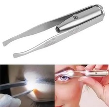 1pc LED Light Stainless Steel Eyebrow Tweezer Portable Hair Remover - NEW