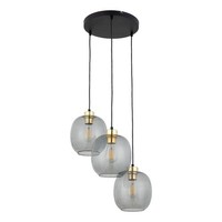 HäNgelampe Esstisch Glas In Graphit Schwarz E27 3-Flammig B:52 Cm Pendelleuchte