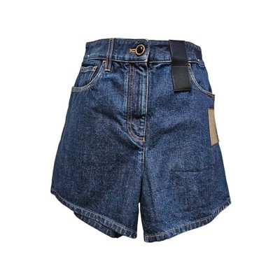 Louis Vuitton Blue Denim With Brown Monogram Leather Patch Short,