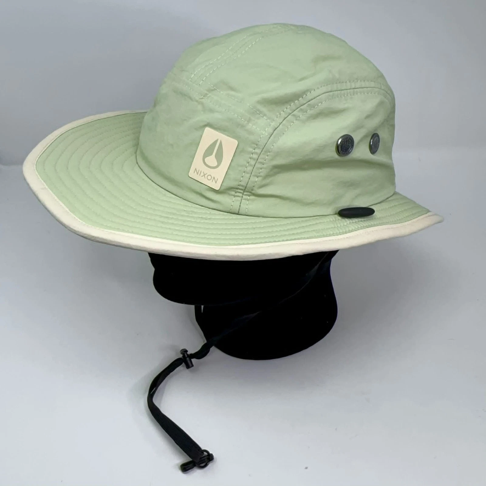 Nixon Narrows Full Brim Sun Hat UPF 50+ Green Outdoor Coastal Fish Adjustable