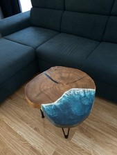 Epoxid Tisch Couchtisch Beistelltisch mit Blumen Trockenblumen Handgearbeitet