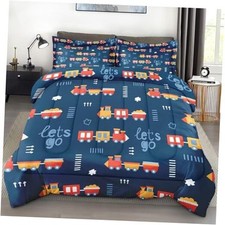 Comforter Set Size, Cute Soft 3 Pcs Bedding for Kids and Adults, Full Train Car