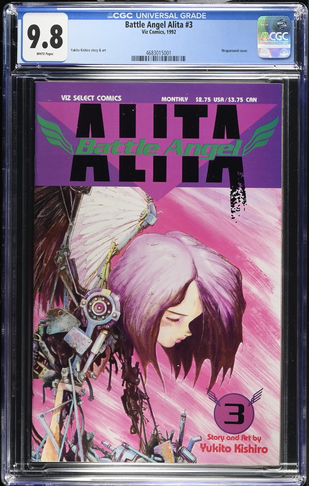 Cómics de Battle Angel Alita #3 CGC 9,8 páginas blancas parte I Yukito Kishiro Viz 1992