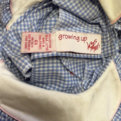Vintage LORD & TAYLOR Gingham Plaid Smocked Dress Peter Pan collar GIRLS 6 - Picture 6 of 7