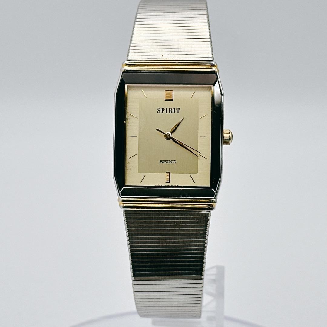 SEIKO Spirit 7N01-5070 Square Quartz Gold Mens Analog… - Gem