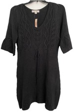 BOHO BLACK CROCHET SWEATER DRESS SIZE XL NWT By Decree