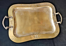 antico vassoio in ottone argentato art noveau periodo prima metà del Novecento