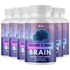Kapsułki z pamięcią i nastrojem wspierają suplement zdrowia i funkcji mózgu - 6 butelek