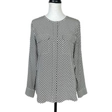 Equipment S Femme Lynn Black  White Raindrop Print Long Sleeve Silk Blouse