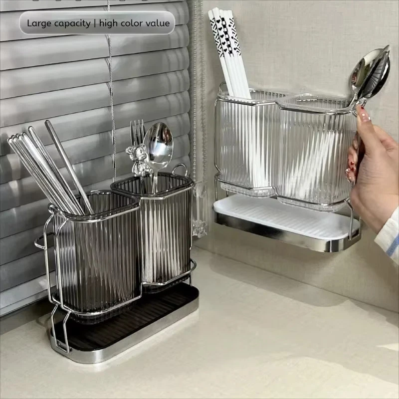Wall Mounted Kitchen Cutlery Organizer Light Luxury Chopstick Spoon Holder
Opens in a new window or