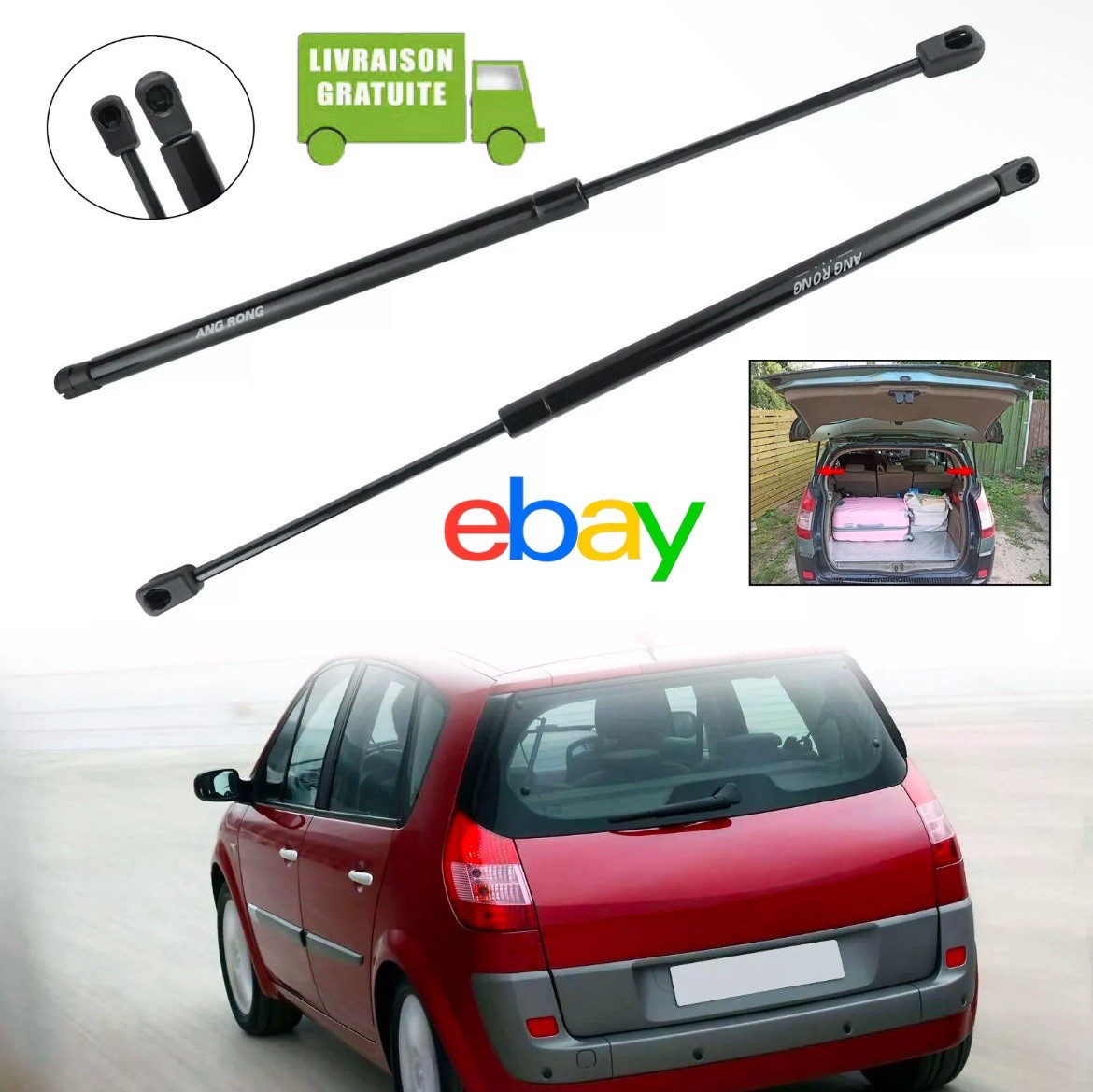 Vérins de coffre Renault Scenic II pour faciliter le chargement des bagages de vacances