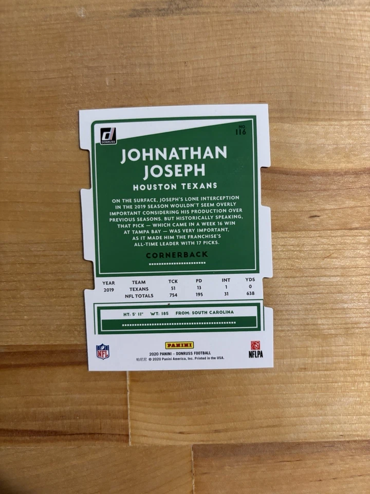 Donruss Black 2020 troquelado 1/1 #116 Jonathan Joseph Texans Foto 2 de 2