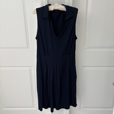 Fresh Produce Navy Blue Sleeveless Dress Size Large Pockets Nautical Preppy