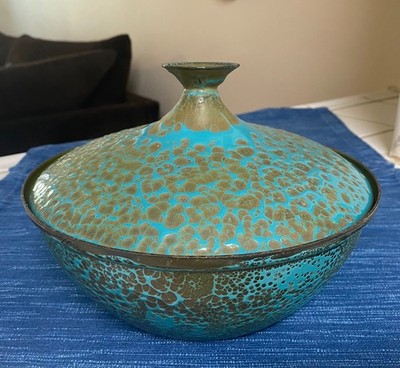 VTG Hanova of Pasadena MCM Aqua Olive Green Lava Enamel Lidded