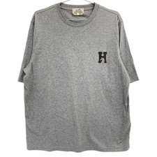 HERMES H567810HA H Cheval Leather Logo Patch Short Sleeve T-Shirt/ tops S gray