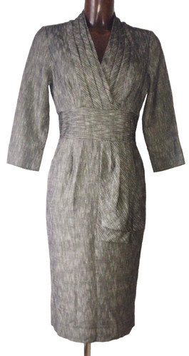 Jaeger, Jaeger grey herringbone wool/elastane pencil dress size 8