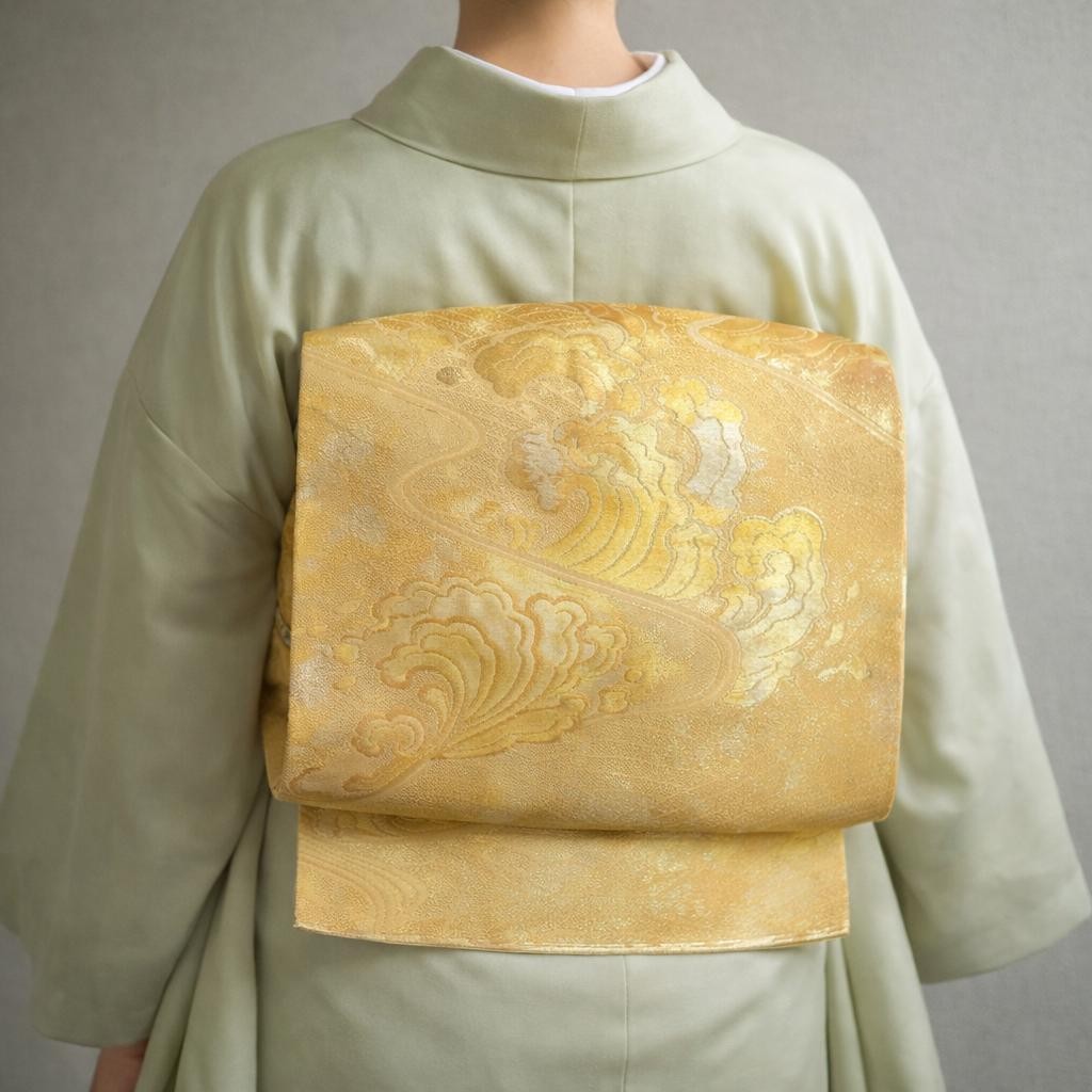 Fukuro Obi Gold 420cm Women's Kimono Sash Graduation Entrance Wear