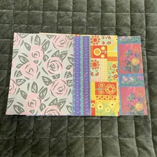 Vintage Wrapping Paper Set Full Sheets Birthday Holiday Floral Gift Wrap Stripe