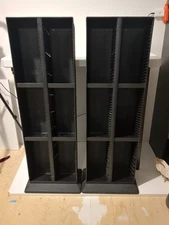 Set Of 2 1990s Vtg ALPHA Twin Row Tower 120 CD Holder Compact Disc Storage Black