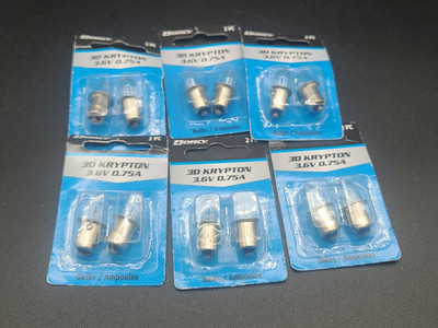 Dorcy Flashlight Replacement Bulbs 3D Krypton 3.6V/.75A KPR103 Lot Of 6
