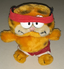 1981 Vintage GARFIELD Workout Red Sweatband Shorts Plush Stuffed Animal 10"