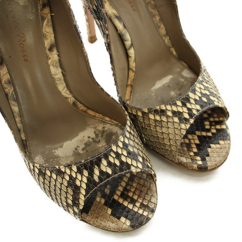 Gianvito Rossi Strap Pumps Python Open Toe High H… - image 4