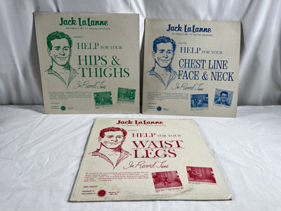 (3) Jack LaLanne Exercise Record Set Help For your Hips Thighs  Colored Vinyl