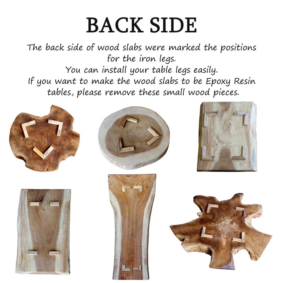 Rustic Natural Square Teak Wood Slab Table Top DIY for Side End Table Home Decor - Image 4 of 4