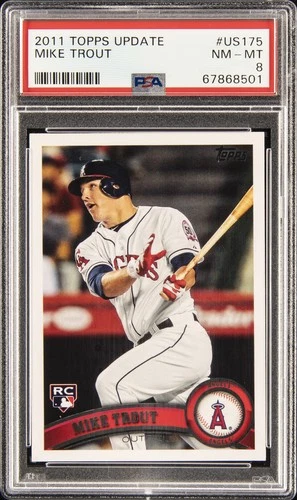 2011 TOPPS UPDATE #US175 MIKE TROUT ROOKIE RC PSA 8
