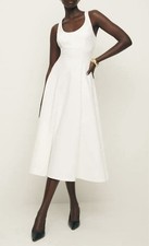 Reformation Mikol white Knit Stretch Midi Dress Small