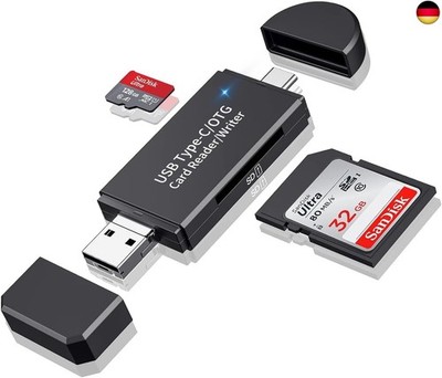SD Kartenleser, 3 Anschlüsse USB 2.0 Card Reader Micro SD Adapter(A/C/Micro),