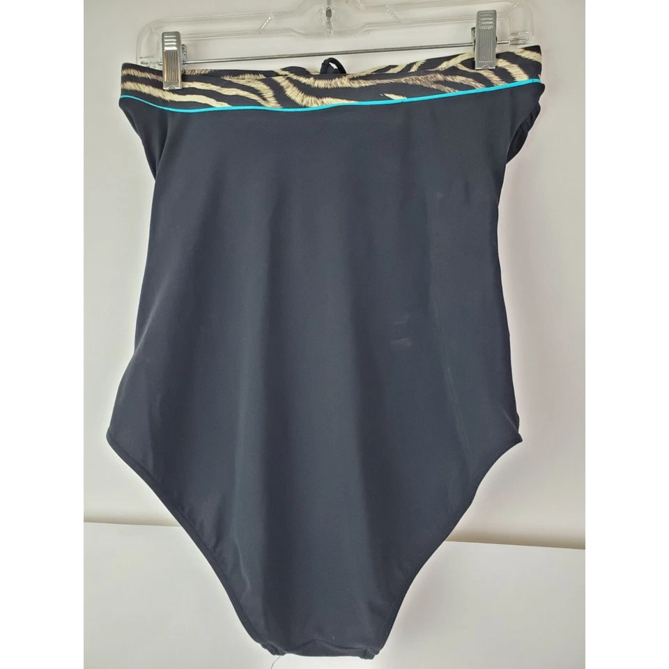 Traje de baño vintage Sunflair negro sin tirantes estampado animal para mujer 34C usado en excelente estado Foto 3 de 4