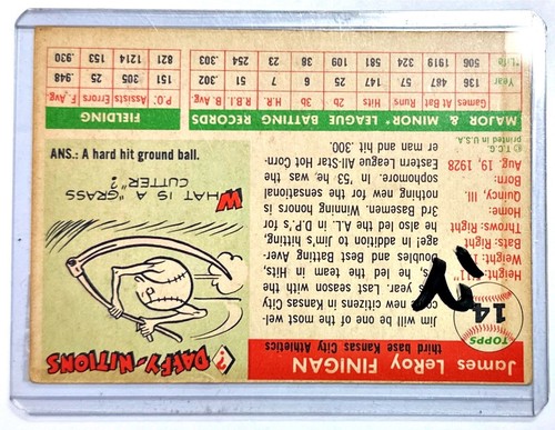 1955 Topps Baseball #14 Jim Finigan Kansas City Athletics VintageCD047 - Picture 2 of 2