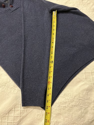J. Crew Mercantile Shawl Collar Sweater Mens Medium Grandpacore Wool Blend Blue - Picture 10 of 11