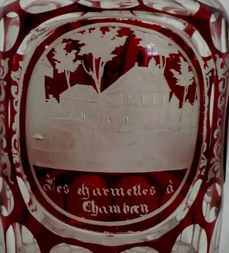 Bohemian Ruby Glas Spa Parfüm Flasche Dekanter Grand Tour Souvenir 5,5" Mängel - Bild 7 von 18