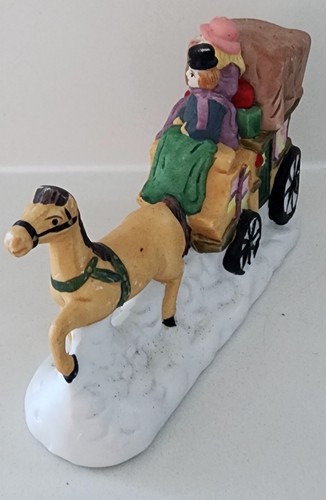 Lemax Hand-painted Porcelain Horse Drawn Cart w/Couple Christmas Village - Picture 4 of 6