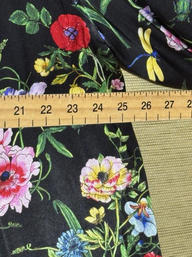H&M Dress 18 Black Floral Satin A Line Long Sleeved - Picture 7 of 10