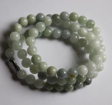 Certified Natural Grade A Light Lavender Green Jadeite Jade Beads Necklace