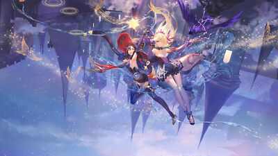 Anime genshin impact artwork mona fischl girls blonde Playmat Game Mat Desk