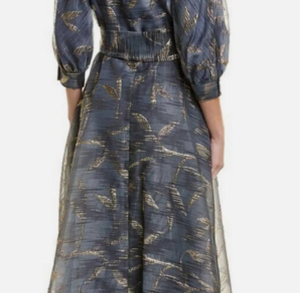 Vestido para mujer Teri Jon by Rickie Freeman jacquard metálico Foto 2 de 4